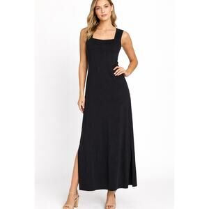 Vince Square Neck Black Maxi Dress Pima Cotton Womens Size Small Sleeveless